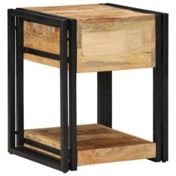 Berkfield Home Bedside Cabinet 40x40x50 cm Solid Rough Wood Mango in Brown - Size: 40 x 40 x 50 cm - thumbnail 5