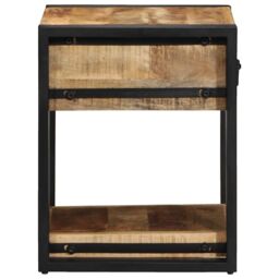 Berkfield Home Bedside Cabinet 40x40x50 cm Solid Rough Wood Mango in Brown - Size: 40 x 40 x 50 cm - thumbnail 4