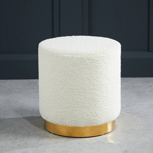 Lemon Pavilion Furniture Lara Pouffe Ted Fabric Small - Boucle - W40.5 x H43 cm - White - Size: 1 Pack - image 1
