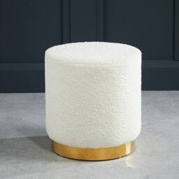 Lemon Pavilion Furniture Lara Pouffe Ted Fabric Small - Boucle - W40.5 x H43 cm - White - Size: 1 Pack - thumbnail 1