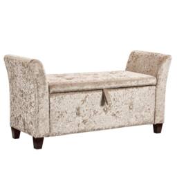 Kelvenix Champagne Velvet Storage Ottoman Seat Stool Bench in Beige - Size: 0.6m2 - thumbnail 1