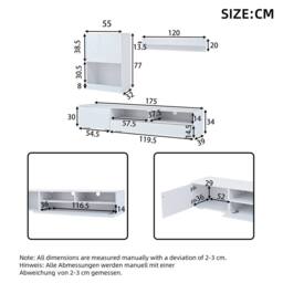 Rolipo White High Gloss TV Wall Unit Set with LED Lights for 80 Inch TV - thumbnail 6