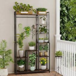 Kelvenix Metal Plant Stand Shelf Ladder Folwer Holder in Black - Size: 100g - thumbnail 4