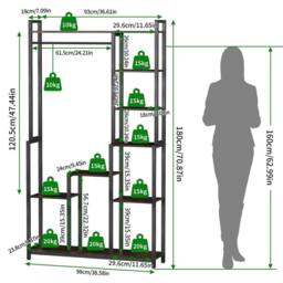 Kelvenix Metal Plant Stand Shelf Ladder Folwer Holder in Black - Size: 100g - thumbnail 2