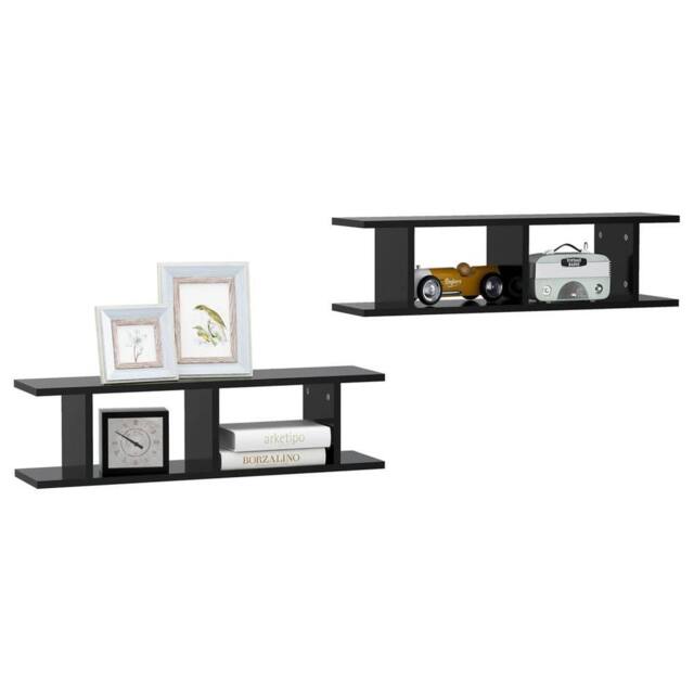 Berkfield Home Sturdy Wall Shelves 2 pcs Black 75x18x20 cm Engineered Wood - Size: 75 x 18 x 20 cm - image 1