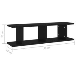 Berkfield Home Sturdy Wall Shelves 2 pcs Black 75x18x20 cm Engineered Wood - Size: 75 x 18 x 20 cm - thumbnail 7