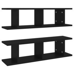 Berkfield Home Sturdy Wall Shelves 2 pcs Black 75x18x20 cm Engineered Wood - Size: 75 x 18 x 20 cm - thumbnail 3
