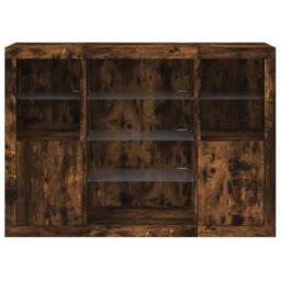 Berkfield Home Sideboards with LED Lights 3 pcs Smoked Oak Engineered Wood in Brown - thumbnail 6