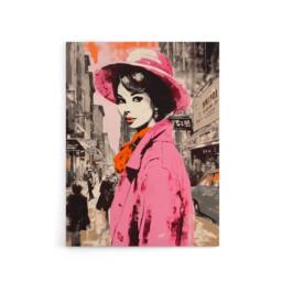 "Artery8 Woman Retro Fashion Vintage Advert Style Canvas Wall Art Print in Pink - Size: W18"" x H24""" - thumbnail 1