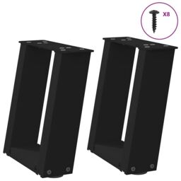 Berkfield Home Coffee Table Legs U-Shaped 2 pcs Black 30x(30-31) cm Steel - thumbnail 1