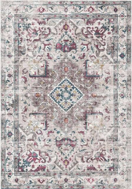 THE RUGS Bahala Vintage Washable Rug - Ultra Soft Polyamide Non Slip Design in Light Beige - Size: 60 cm x 180 cm - image 1