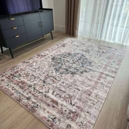 THE RUGS Bahala Vintage Washable Rug - Ultra Soft Polyamide Non Slip Design in Light Beige - Size: 60 cm x 180 cm - thumbnail 3