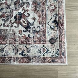 THE RUGS Bahala Vintage Washable Rug - Ultra Soft Polyamide Non Slip Design in Light Beige - Size: 60 cm x 180 cm - thumbnail 2