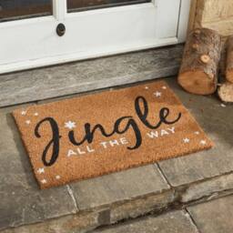 Samuel Alexander 60cm x 40cm Jingle All The Way Coir Doormat with PVC Backing in Brown - Size: 60 cm x 400 cm - thumbnail 2