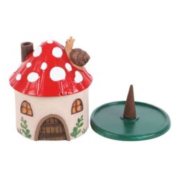 Something Different Resin Mushroom House Incense Cone Holder in Beige - thumbnail 2