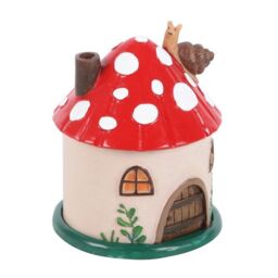 Something Different Resin Mushroom House Incense Cone Holder in Beige - thumbnail 3