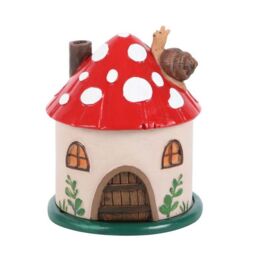 Something Different Resin Mushroom House Incense Cone Holder in Beige - thumbnail 1