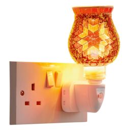 mysmartbuy Marrakesh Night Light - Mains Powered Indoor Home, Bedroom, Landing, Hallway Lighting with African Style Coloured Glass Mosaic in Orange - thumbnail 2