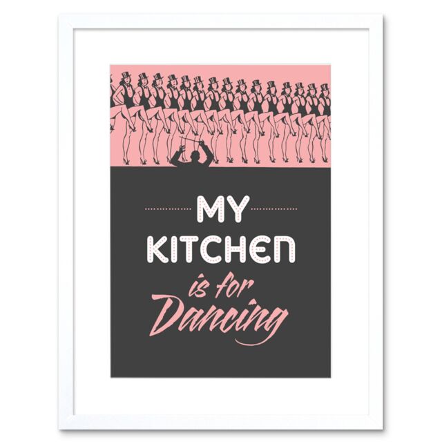 "Artery8 Wall Art Print Kitchen Dancing Chorus Line Girls Hats Artwork Framed 9X7 Inch in White - Size: W7"" x H9""" - image 1
