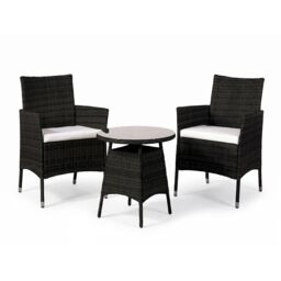 Comfy Living Ltd Rattan Garden Bistro Set With Round Table & 2 Chairs in Black - thumbnail 2