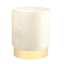 Harbour Housewares Velvet Round Pouffe Footrest Ottoman Stool - 29 x 36cm in Cream - Size: 29 x 36 cm