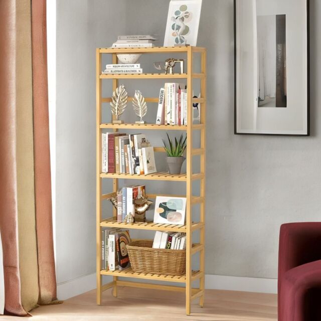 Rafaelo Mobilia 6 Tier Bamboo Storage Rack With Adjustable Shelves in Brown - image 1