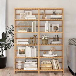 Rafaelo Mobilia 6 Tier Bamboo Storage Rack With Adjustable Shelves in Brown - thumbnail 2