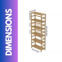Rafaelo Mobilia 6 Tier Bamboo Storage Rack With Adjustable Shelves in Brown - thumbnail 6