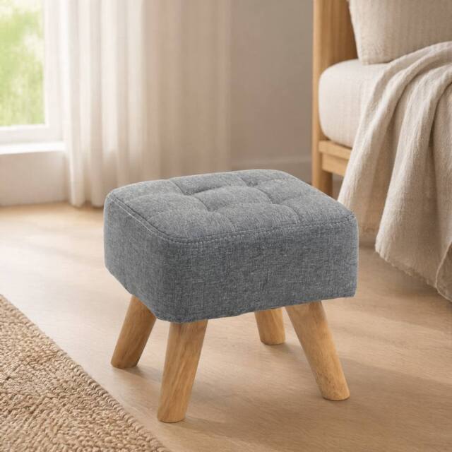 STILVORA Footstool with Wooden Legs in Grey - image 1