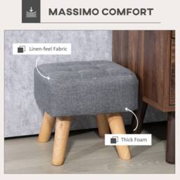 STILVORA Footstool with Wooden Legs in Grey - thumbnail 7
