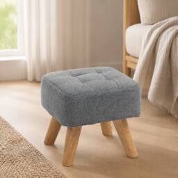 STILVORA Footstool with Wooden Legs in Grey