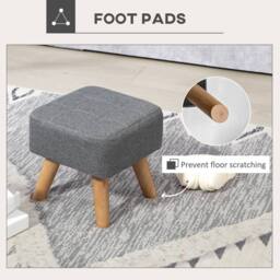 STILVORA Footstool with Wooden Legs in Grey - thumbnail 8