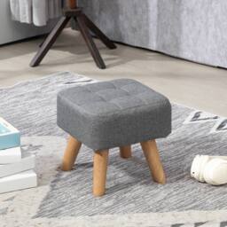 STILVORA Footstool with Wooden Legs in Grey - thumbnail 3