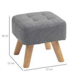 STILVORA Footstool with Wooden Legs in Grey - thumbnail 4