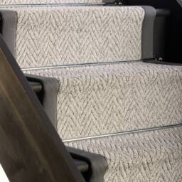 RainbowHome Herringbone Mirage Grey Stair Runner with 100% Cotton Grey Border 70cm x 600cm - Size: 20 cm x 12 cm - thumbnail 2