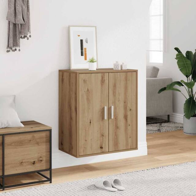 Berkfield Home Shoe Cabinet Artisan Oak 60x35x70 cm Engineered Wood in Brown - Size: 60 x 35 x 70 cm - image 1
