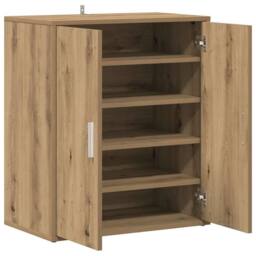 Berkfield Home Shoe Cabinet Artisan Oak 60x35x70 cm Engineered Wood in Brown - Size: 60 x 35 x 70 cm - thumbnail 8