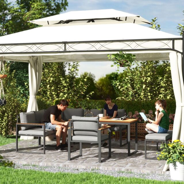 Outsunny 9 Seater Outdoor Corner Sofa Set with Wide and Deep Seats