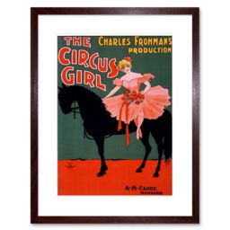 "Artery8 Wall Art Print Vaudeville Circus Artwork Framed 9X7 Inch in Brown - Size: W7"" x H9""" - thumbnail 1