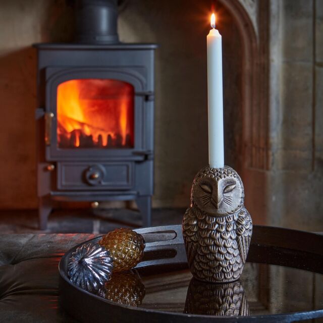 Ivyline Cast Aluminium Owl Candle Holder Antique Brass H14.5Cm W7.5Cm in Metallics - image 1