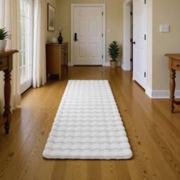 Desire Rugs Orbie Washable Living Room Area Rug - Carved Ridge-Furrow Design in Natural White - Size: 60 cm x 200 cm - thumbnail 8