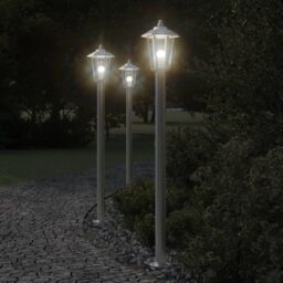 Berkfield Home Outdoor Floor Lamps 3pcs Silver 120 cm Stainless Steel