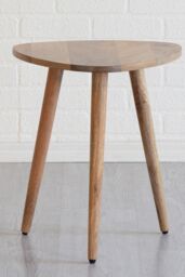 MH London Solid Wood Triangle Side Table for Bedroom & Living Room in Natural - thumbnail 1