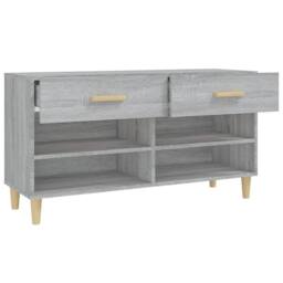 Berkfield Home Shoe Cabinet Grey Sonoma 102x35x55 cm Engineered Wood - Size: 102 x 35 x 55 cm - thumbnail 7