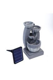 Garden Sanctuary Outdoor Solar Powered Water Fountain Rockery Decoration in Natural - thumbnail 4