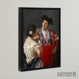 "Artery8 Offering The Panel To A Bullfighter Cassatt Black Framed Canvas Art in Grey - Size: W12"" x H16""" - thumbnail 2