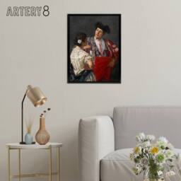 "Artery8 Offering The Panel To A Bullfighter Cassatt Black Framed Canvas Art in Grey - Size: W12"" x H16""" - thumbnail 3