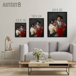 "Artery8 Offering The Panel To A Bullfighter Cassatt Black Framed Canvas Art in Grey - Size: W12"" x H16""" - thumbnail 4