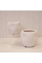 KDMD White Textured Stone Plant Pot - 13mm - thumbnail 3