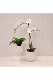 KDMD White Textured Stone Plant Pot - 13mm - thumbnail 4